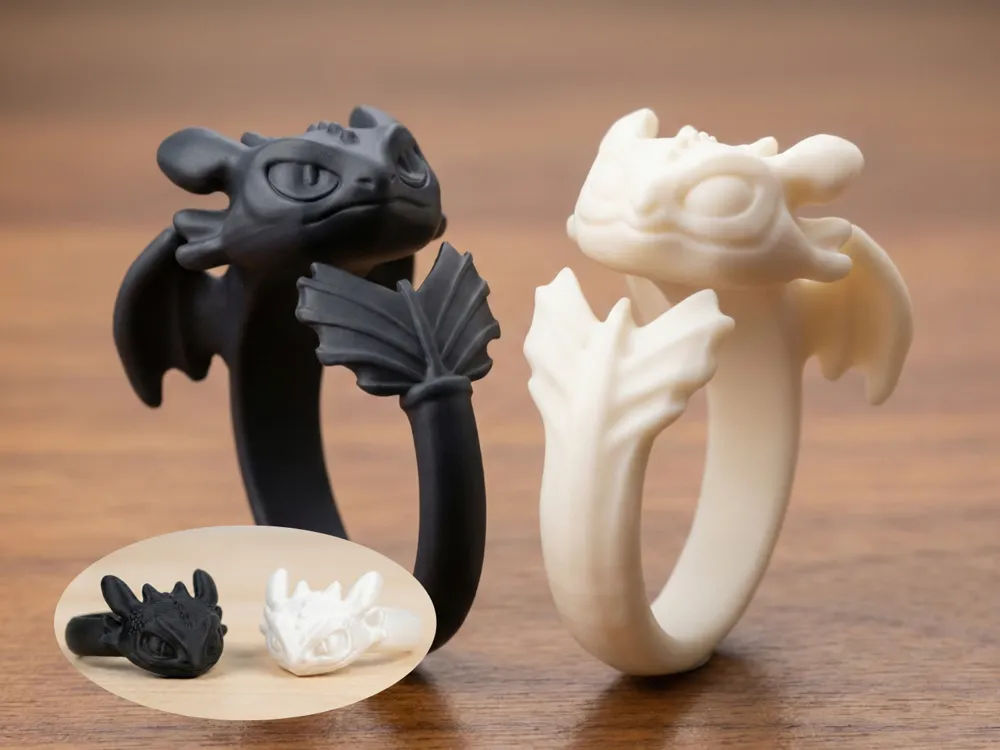 Night&Light: Articulated Dragon Ring Set